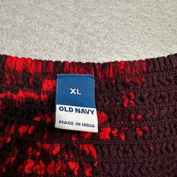 Old Navy Burgundy Orange Sun Mini Dress Fit Flared Floral Classic Summer Sz XL - Picture 3 of 9